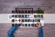 如何在众多类型的网站中脱颖而出?,如何选择一个高效的SEO搜索引擎以提高排名? 如何在众多类型的网站中脱颖而出?,如何选择一个高效的SEO搜索引擎以提高排名?