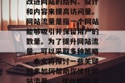 优化网站流量是指通过改进网站的结构、设计和内容来提高访问量。网站流量是指一个网站能够吸引并保留用户的数量。为了提升网站流量，可以采取多种策略。本文将探讨一些关键因素如何帮助你优化网站流量。，优化网站流量，策略指南