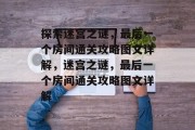 探索迷宫之谜,最后一个房间通关攻略图文详解,迷宫之谜,最后一个房间通关攻略图文详解 探索迷宫之谜,最后一个房间通关攻略图文详解,迷宫之谜,最后一个房间通关攻略图文详解