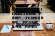 提升搜索引擎排名，SEO网站优化和推广的重要性，提升搜索引擎排名， SEO网站优化与推广的必要性