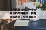 提升流量技巧,一个全方位的策略指南,提升网站流量,全面策略指南 提升流量技巧,一个全方位的策略指南,提升网站流量,全面策略指南