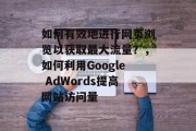 如何有效地进行网页浏览以获取最大流量？，如何利用Google AdWords提高网站访问量