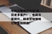 电商流量提升计划 收获更多客户！，电商流量提升，精准营销策略让销售额翻倍!