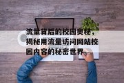 流量背后的校园奥秘,揭秘用流量访问网站校园内容的秘密世界 流量背后的校园奥秘,揭秘用流量访问网站校园内容的秘密世界