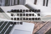 没有流量也能赚钱的网站,不靠流量赚钱,你不需要花钱就能赚钱的网站介绍 没有流量也能赚钱的网站,不靠流量赚钱,你不需要花钱就能赚钱的网站介绍