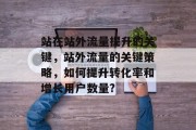 站在站外流量提升的关键,站外流量的关键策略,如何提升转化率和增长用户数量?