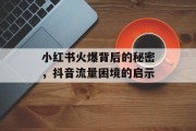 小红书火爆背后的秘密,抖音流量困境的启示 小红书火爆背后的秘密,抖音流量困境的启示