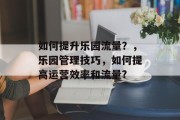 如何提升乐园流量？，乐园管理技巧，如何提高运营效率和流量?