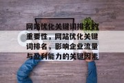 网站优化关键词排名的重要性,网站优化关键词排名,影响企业流量与盈利能力的关键因素 网站优化关键词排名的重要性,网站优化关键词排名,影响企业流量与盈利能力的关键因素