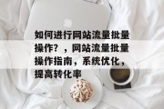 如何进行网站流量批量操作?,网站流量批量操作指南,系统优化,提高转化率 如何进行网站流量批量操作?,网站流量批量操作指南,系统优化,提高转化率
