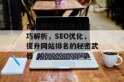 南乐网站SEO优化技巧解析，SEO优化，提升网站排名的秘密武器