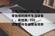 流量350提升泵，效率倍增的现代生活设备！，高效泵, 350流量提升生活用水效率
