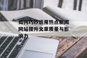 如何巧妙运用热点新闻网站提升文章质量与影响力