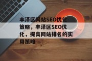 丰泽区网站SEO优化策略,丰泽区SEO优化,提高网站排名的实用策略 丰泽区网站SEO优化策略,丰泽区SEO优化,提高网站排名的实用策略