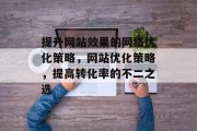 提升网站效果的网络优化策略，网站优化策略，提高转化率的不二之选