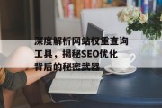 深度解析网站权重查询工具,揭秘SEO优化背后的秘密武器 深度解析网站权重查询工具,揭秘SEO优化背后的秘密武器