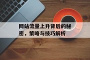 网站流量上升背后的秘密,策略与技巧解析 网站流量上升背后的秘密,策略与技巧解析