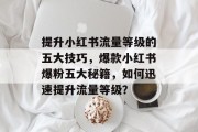 提升小红书流量等级的五大技巧,爆款小红书爆粉五大秘籍,如何迅速提升流量等级? 提升小红书流量等级的五大技巧,爆款小红书爆粉五大秘籍,如何迅速提升流量等级?