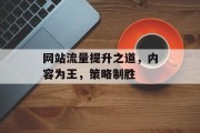 网站流量提升之道,内容为王,策略制胜 网站流量提升之道,内容为王,策略制胜