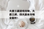 大唐三藏游戏攻略，大唐三藏，四大副本攻略全解析！