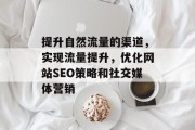 提升自然流量的渠道,实现流量提升,优化网站SEO策略和社交媒体营销 提升自然流量的渠道,实现流量提升,优化网站SEO策略和社交媒体营销