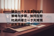 建立一个大流量网站的策略与步骤,如何在短时间内建立一个大规模的大流量网站? 建立一个大流量网站的策略与步骤,如何在短时间内建立一个大规模的大流量网站?