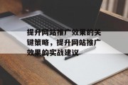 提升网站推广效果的关键策略,提升网站推广效果的实战建议 提升网站推广效果的关键策略,提升网站推广效果的实战建议