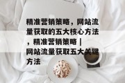 精准营销策略,网站流量获取的五大核心方法,精准营销策略 | 网站流量获取五大关键方法 精准营销策略,网站流量获取的五大核心方法,精准营销策略 | 网站流量获取五大关键方法