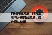 揭秘网站流量,如何查看与分析网站流量,提升网站价值 揭秘网站流量,如何查看与分析网站流量,提升网站价值