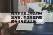 提升泵流量上不去的解决方案，泵流量低的原因分析及解决方法