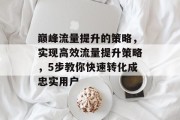 巅峰流量提升的策略,实现高效流量提升策略,5步教你快速转化成忠实用户 巅峰流量提升的策略,实现高效流量提升策略,5步教你快速转化成忠实用户