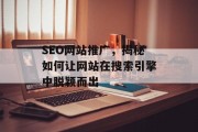 SEO网站推广,揭秘如何让网站在搜索引擎中脱颖而出 SEO网站推广,揭秘如何让网站在搜索引擎中脱颖而出