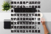 在现代的互联网时代，拥有大量用户活跃的空间已经成为一个越来越重要的发展趋势。那么如何有效地区分不同类型的高流量网站呢？这篇文章将为你提供一些实用的策略和建议。，如何有效区分开高质量高流量网站？