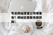 专业网站搭建公司哪里有?揭秘优质服务提供商! 专业网站搭建公司哪里有?揭秘优质服务提供商!