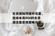 无货源如何提升流量,低成本高ROI的无货源流量变现策略分享