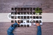 用户流量提升正规公司的策略分析与实施,正规公司流量提升策略分析与实施,核心攻略及实战案例分享 用户流量提升正规公司的策略分析与实施,正规公司流量提升策略分析与实施,核心攻略及实战案例分享