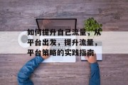 如何提升自己流量，从平台出发，提升流量，平台策略的实践指南