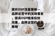 提升DSP流量策略—品牌运营中的关键要素，提高DSP精准投放效果，品牌运营的必备策略