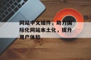网站中文插件,助力国际化网站本土化,提升用户体验 网站中文插件,助力国际化网站本土化,提升用户体验