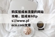 购买低成本流量的网站攻略,低成本https://www.pleco.com文章 购买低成本流量的网站攻略,低成本https://www.pleco.com文章