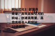 网站优化1: 创建高质量、高效且吸引人的网站，创建高质量、高效且吸引人的网站: 10步指南