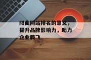 阳曲网站排名的意义,提升品牌影响力,助力企业腾飞 阳曲网站排名的意义,提升品牌影响力,助力企业腾飞