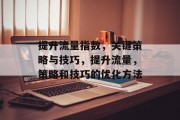 提升流量指数，关键策略与技巧，提升流量，策略和技巧的优化方法