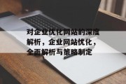对企业优化网站的深度解析，企业网站优化，全面解析与策略制定