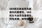SEO优化和自然流量提升的重要性，SEO优化与自然流量提升，何为关键，如何实施？