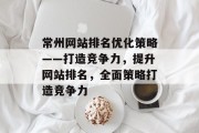 常州网站排名优化策略——打造竞争力,提升网站排名,全面策略打造竞争力 常州网站排名优化策略——打造竞争力,提升网站排名,全面策略打造竞争力