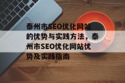 泰州市SEO优化网站的优势与实践方法,泰州市SEO优化网站优势及实践指南 泰州市SEO优化网站的优势与实践方法,泰州市SEO优化网站优势及实践指南