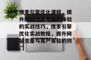 搜索引擎优化课程,提升网站流量与用户体验的实战技巧,搜索引擎优化实战教程,提升网站流量与用户体验的窍门