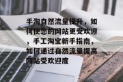 手淘自然流量提升，如何使您的网站更受欢迎，手工淘宝新手指南，如何通过自然流量提高网站受欢迎度