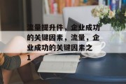 流量提升件,企业成功的关键因素,流量,企业成功的关键因素之 1 流量提升件,企业成功的关键因素,流量,企业成功的关键因素之 1